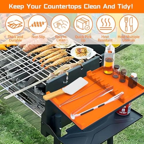 Silicone Grill Mat for Blackstone | Grilling Gifts for Men | Anniversary Birthday Father's Day Smoker Griddle Accessories Grilling Gifts | Spatula Mat for Outdoor Grill Kitchen Counter(17" x 11.5") - Thumbnail 4
