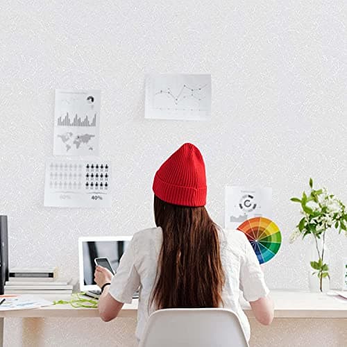 Abyssaly White Silk Wallpaper Embossed Self Adhesive Peel and Stick Wallpaper Removable Kitchen Vinyl White Cabinet Furniture Shelf Paper Textured Contact Paper 15.7" X 590.5" - Thumbnail 3