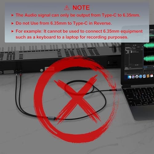 J&D USB C to 1/4 Audio Cable, Type C to Dual 6.35mm Male Jack Plug Adapter Car Auxiliary Stereo Speaker Cord, Compatible with iPhone 16/17 Series, Galaxy S25/24, Laptop, 6.6 Feet - Thumbnail 2