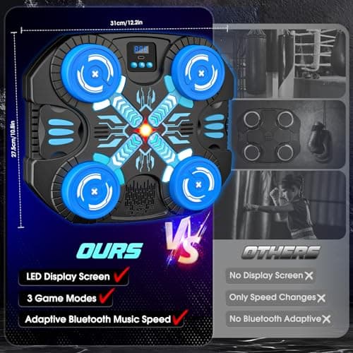faentwc Boxing Machine with Music for Kids Sports Toy-3 Game Modes & 14 Levels, 4 5 6 7 8 9 10 Year Old Boy Girl Toys Birthday Gifts, Wall Mounted Bluetooth Punching Target with Scoring & Gloves - Thumbnail 6