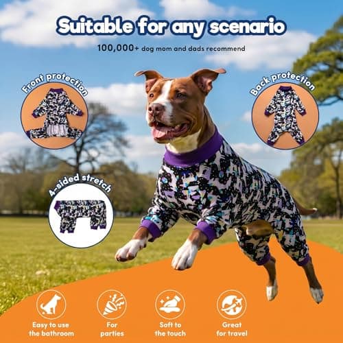 LovinPet Large Breed Dog Clothes, Wound Care/Post Surgery Recovery Shirt for Large Dogs, Unicorns in Space Black Print, UV Protection, Pet Anxiety Relief, Stop Shedding for Dogs, Pet PJ's, 2XL - Thumbnail 2