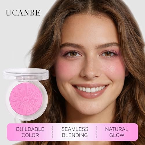 Baked Blush for Cheeks Makeup - Glow Powder Blush Palette, Silky Smooth, Seamless Buildable Face Blush Powder with Subtle Shimmer for a Natural, Long-Lasting Glow, 04 Bubble (Pink-Lilac Shade) - Thumbnail 2