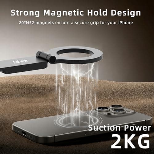 Magnetic Tripod for iPhone -Adjustable Foldable Phone Tripod Stand for Video Recording, Magnet Mount Pocket Cell Phone Stand for iPhone 17/16/15/14/13/12 Plus Max for Gym Tablet Tripod for Travel - Thumbnail 2