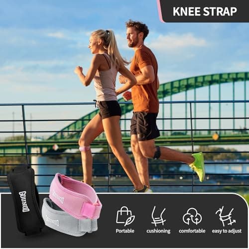 GOUNOD Patellar Tendon Support Strap 2 Pack,Knee Strap for Knee Pain Relief,Patella Band for Basketball, Jumpers Knee, Tendonitis, Running, Hiking, Soccer, Osgood Schlatter(Pink) - Thumbnail 6