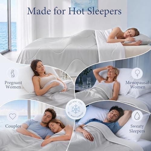 Vine Voice Cooling Comforter for Hot Sleepers, Queen 90x90, Silver Gray - Thumbnail 5