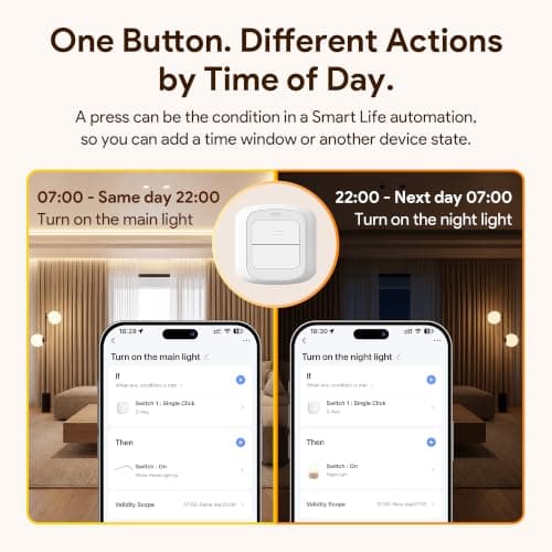 ORYZIC 2-Key Wi-Fi Smart Scene Switch, Tuya Compatible Wireless Wall Remote Light Switch, Battery Powered with Short & Long Press, No Hub Required for Lights, Curtains & Smart Home Routines - Thumbnail 6