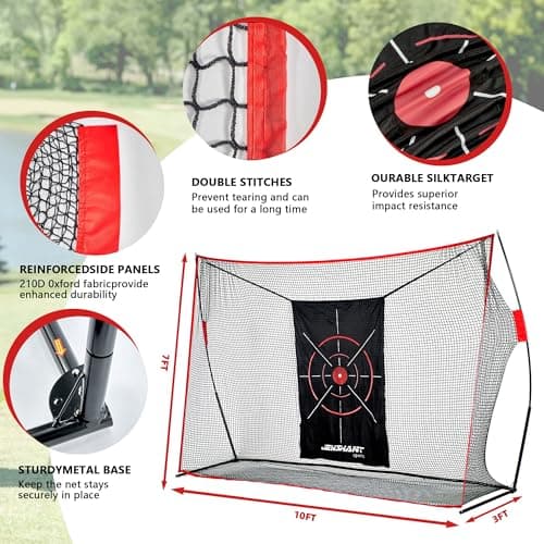 10x7ft Golf Practice Net with Chipping Target, Foldable Mat, 8 Tees & 6 Balls – All-in-One Golf Hitting Net for Backyard, Indoor Outdoor Use, Includes Carry Bag for Easy Storage - Thumbnail 6