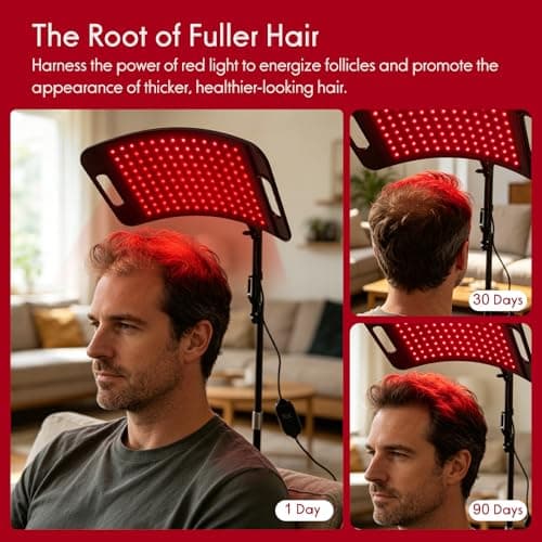 Red Light Therapy for Face and Body with Floor Stand 130 LED 660nm Red Light-Therapy 850nm Infrared Light Device with Safety Goggles, Timer(5-30), Red Therapy Lamp for Facial and Body Skin Care Home - Thumbnail 4