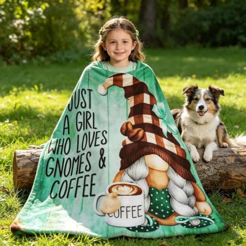 Ivarunner Coffee Gnome Blanket for Girls- Gnomes Gifts for Gnome Lovers, Daughter, Kids, Galentine's Day Soft Spring Gnome Theme Throw Blanket, 50x40 Inches - Thumbnail 2
