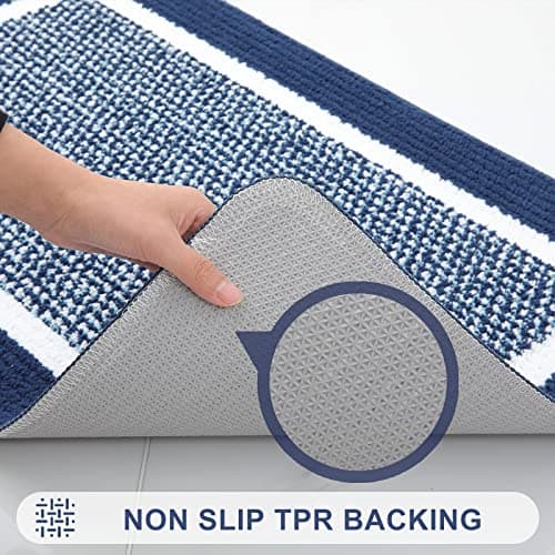 Colorxy Indoor Door Mat, Non-Slip Absorbent Resist Dirt Entrance Mat, Sturdy Low-Profile Inside Floor Carpet Mats, Washable Front Entry Doormats for Entryway, 47''x20'', Navy - Thumbnail 3