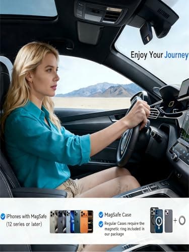 Fclvd Magnetic Car Phone Holder, 360°Adjustable Vacuum Dashboard and Windshield Mount Magsafe Cell Phone Holders for Your Car, Carbon Fiber 108+LBS Nano Gel Suction Cup, iPhone, Samsung (Orange) - Thumbnail 5