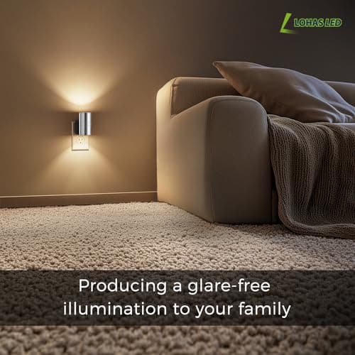 L LOHAS LED Night Light, Night Lights Plug into Wall, 1-Pack, Smooth Silver Glossy Plating Metal-Shade Nightlight, Light Sensor, Soft White 3000K, Dimmable Night Light Plug in for Hallway Bedroom - Thumbnail 6