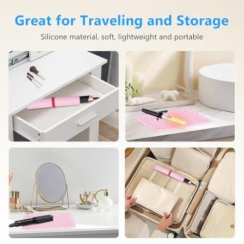 Quccefods Heat Resistant Mat Oversize Curling Iron Mat Silicone Hot Hair Tools Mat for Hair Straightener,Flat Irons,Hair Styling Tools Countertop protection Portable Travel Mat 14.2" x 11" - Thumbnail 5