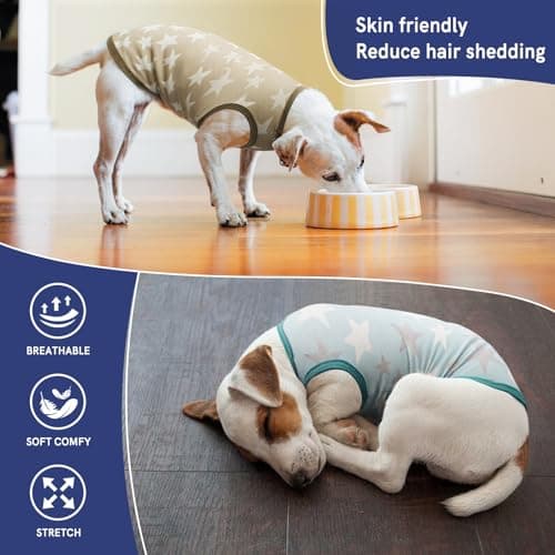 Sychien Dog Shirts Quick Dry Summer Cooling Star Printing Dogs T-Shirt,Deep Green+Light Blue M - Thumbnail 3
