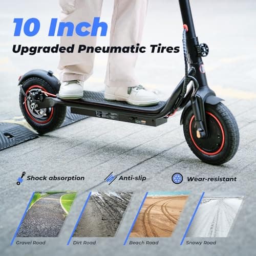 Electric Scooter Adults, 10" Pneumatic Tires, 500W Powerful Motor, 22 MPH Speed, 23 Miles Long Range, Dual Brake, APP Control, Foldable Commuting Scooter for Adult and Teens - Thumbnail 4