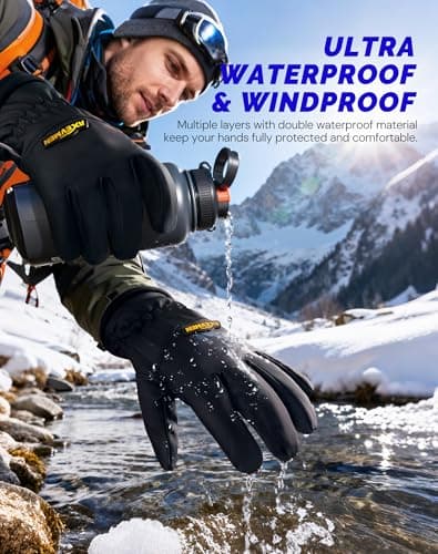 AXEVMEN Winter Waterproof Gloves (Black, Medium) - Thumbnail 3