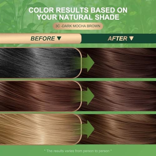 BioHueZ Permanent Hair Dye Hair Color for Gray Hair Coverage PPD-Free Hair Color Kit Medium Brown Hair Dye 3C Dark Mocha Brown Chocolate Brown - Thumbnail 6