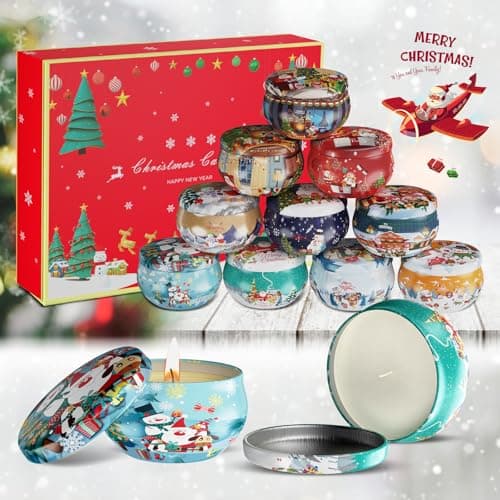 Christmas Candles Gifts for Women, Primevolve Scented Candles Set for 12 Bulk Home Aromatherapy, Strongly Fragrance Long Lasting Portable Travel Tin for Spa Bath Yoga - Thumbnail 3