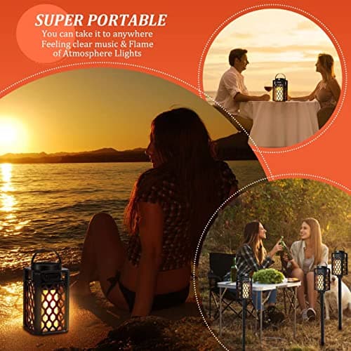 Father's Day Gifts for Dad, Birthday Gifts for Men, Outdoor Bluetooth Speakers Waterproof Portable LED Flame Speaker 10W Bass, Women Couples, Patio Porch Garden Home Backyard Decor (1 Pack) - Thumbnail 3