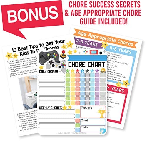 Hadley Designs Magnetic Chore Chart for Kids – Reward Chart for Kids, Dry Erase Responsibility Board for Children at Home, Fridge Behavior Tracker for Daily Weekly Task, Video Game Toddler Chore Board - Thumbnail 6