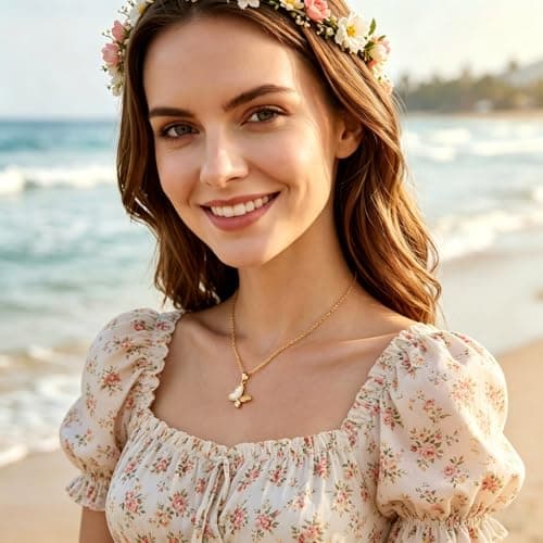 14K Gold Plated Dainty Pendant Butterfly Necklace,Dazzling 3 Layer Gold Plated Butterfly Pendant Necklace for Women, Shiny Chain with Mother of Pearl Cubic Zirconia Golden Butterfly Necklace - Thumbnail 3