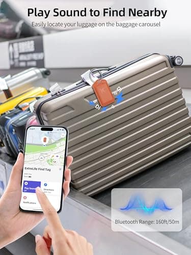 Luggage Tags, Works with Apple Find My, Smart Luggage Tag for Suitcases, Leather Bag Tag for Travel, Suitcase Tag with Privacy Flap, Anti-Lost Luggage Tracker, Travel Essentials, Rechargeable, Orange - Thumbnail 3