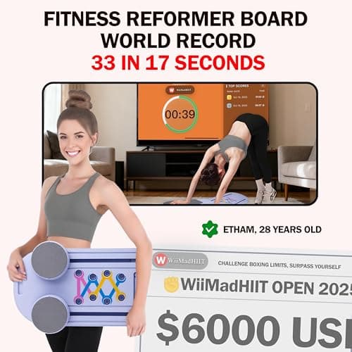 Plymax Pilates Board - Mini Pilates Reformer, Portable Pilates Reformer Board for Home Workout, Foldable Multifunctional Pilates Slider Board with with App Counter Included - Thumbnail 2
