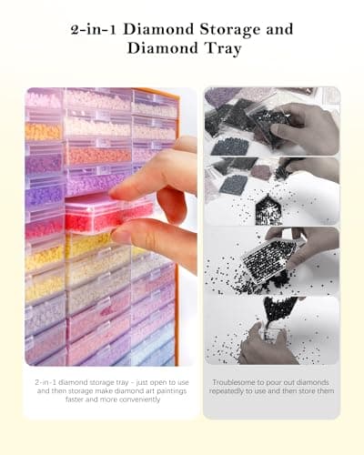 Diamond Art Storage for Beads Storage&Line-Up, 45 PCS 2-in-1 Diamond Painting Storage, Convex Point Bottom Design Diamond Art Accessories with Lids for Diamond Painting Crafters - Thumbnail 4