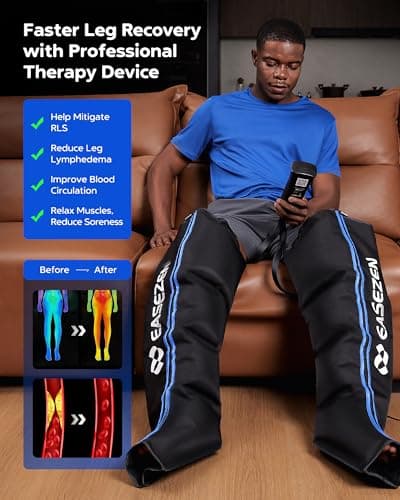 EaseZen Leg Compression Massager for Circulation and Pain Relief, Leg Recovery Compression System for Fast Recovery of Foot, Calf and Thigh, Relieve Edema, Reduce Muscle Fatigue - Thumbnail 4