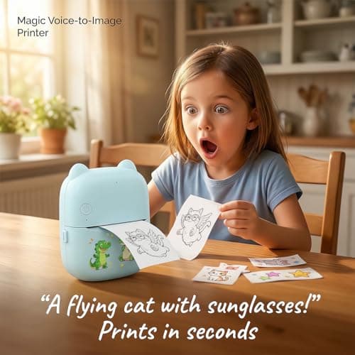 711TEK AI Voice Thermal Sticker Printer for Kids, Portable Inkless Mini Sticker Maker, Chat, Jokes & Homework Help, Screen-Free Creative Gift for Boys & Girls - Thumbnail 2