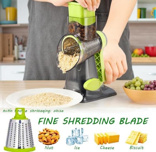 Eleko Meyar Cheese Grater with Handle, Multifunctional Manual Rotary Cheese Grater - Cheese Shredder Easily Chop Carrots, Potatoes, Vegetables and Fruits and Easy to Clean (Turquoise) - Thumbnail 6