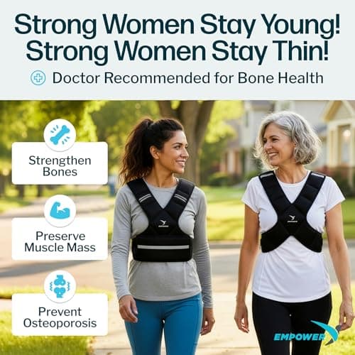 Empower Weighted Walking Vest for Women – Strengthen Muscles, Boost Bone Health, and Burn More Calories, 10lb Adjustable Weighted Vest, 4-in-1 with Removable Weights (4lbs, 6lbs, 8lbs or 10lbs) with Mesh Phone Storage Pocket - Thumbnail 2