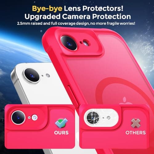 Thomo Magnetic for iPhone 17e Case/iPhone 16e Case, [Full Camera Protection] [Compatible with Magsafe] Military-Grade Shockproof, Anti-Fingerprint Translucent Matte Phone Case,Red - Thumbnail 4