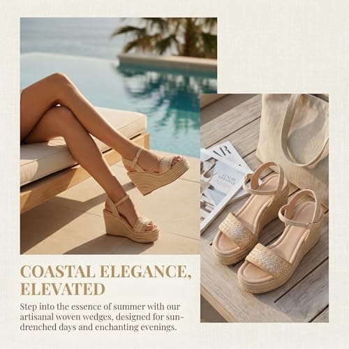Paiyonan Women's Raffia Strap Espadrille Wedge Sandals - Ankle Buckle Platform Wedges Open Toe Summer Beach Casual Shoes (Raffia Beige, US Footwear Size System, Adult, Women, Numeric, Medium, 5.5) - Thumbnail 4