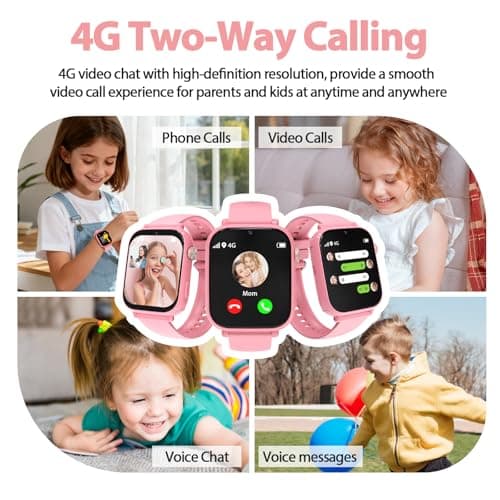 AXYWINBO Kids smart Watch for Girls Boys 4g GPS Call Text-Smart Watch for Kids Game Camera Pedometer Alarm Clock Calculator-Kid Watches for Girls Boys 4-12 Ages Gifts Pink - Thumbnail 2