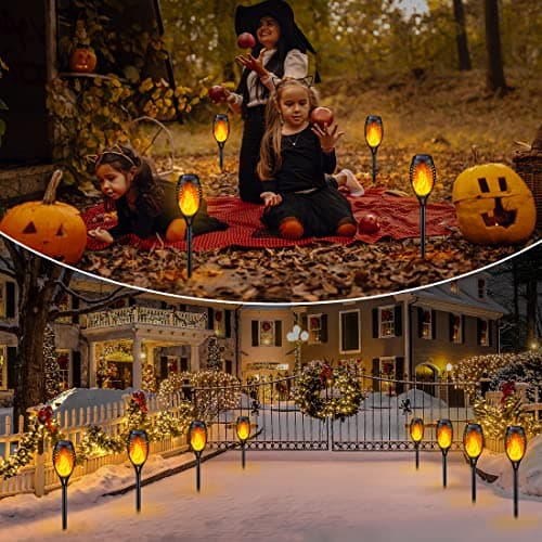 IkeeRuic Solar Lights Outdoor, Solar Torch Light with Flickering Flame for Outdoor Decor, Solar Garden Lights, Waterproof Outdoor Lighting, Flame Torches for Outside Patio Pathway Yard Decorations - Thumbnail 6