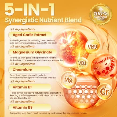 VivoNu Aged Garlic Extract Capsules, 10500mg Odorless Garlic Supplements with Magnesium, Chromium, B1 & B9, Supports Immune Health & Heart Function| 2 Years Matured | 300 Softgels - Thumbnail 4