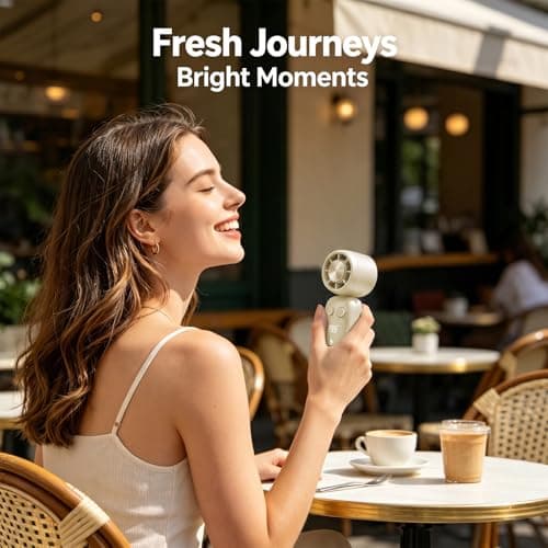 CHAOCHI Portable Handheld Turbo Fan with Ice Cooling, 199 Speeds Adjustable, 3000mAh Rechargeable, 15H Runtime, 15000 RPM Powerful Silent Motor, Summer Essential for Travel/Outdoor/Office (Off white) - Thumbnail 6