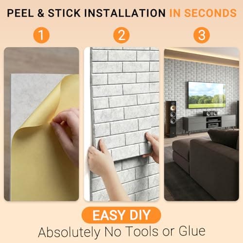 8 Pack Brick Acoustic Panels with Self Adhesive, 16" x 16" x 0.4" High Density Sound Absorbing Foam Panels for Walls, Noise Reduction for Home Studio & Office –Silver-Gray - Thumbnail 5