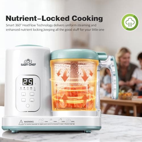 Baby Food Maker Pro Steamer Blender: 4 in 1 Auto Steam Blend and Puree Maker with Self-Clean for Healthy Baby and Toddler Meal Prep - BPA-Free White+Green - Thumbnail 5