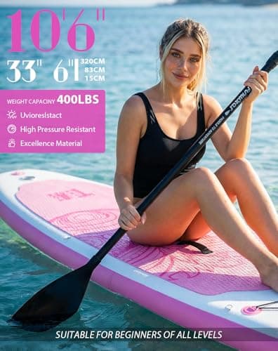 FunWater SUP Inflatable Stand Up Paddle Board 10'6×33"×6" Ultra-Light Inflatable Paddleboard with ISUP Accessories,Fins,Adjustable Paddle, Pump,Backpack - Thumbnail 2