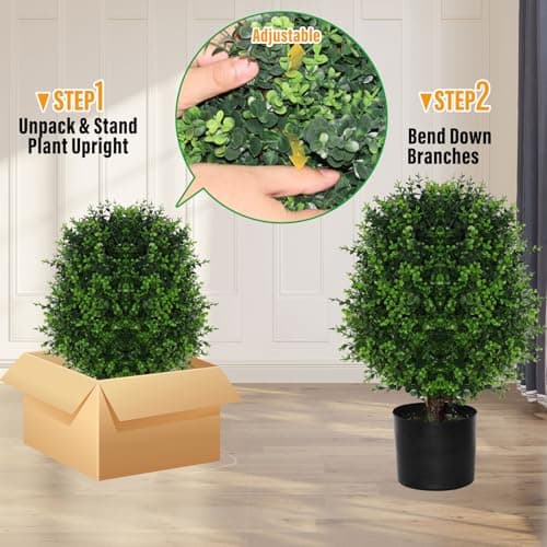 Artificial Cedar Tree Potted Plant - 2pcs Simulated Shrub Plants with Heavy Duty Planter. They are Hand pruned, UV Resistant, Low Maintenance and Suitable for Indoor and Outdoor Decoration (21 in) - Thumbnail 4