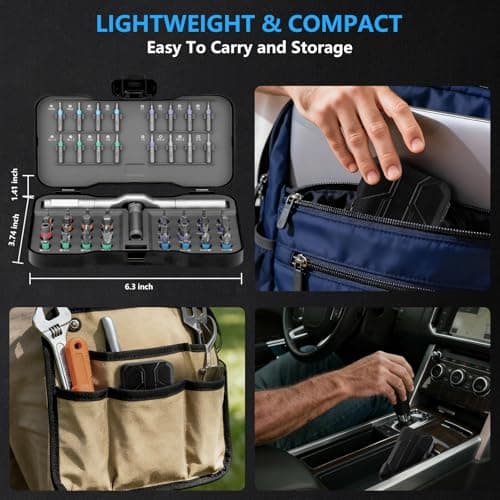 50 In 1 Ratchet Screwdriver Set, Multi Precision Bits Magnetic Ratcheting Screwdriver Set with Storage Case, Portable Repair Tool Kit for Furniture,Computer,Bicycle,Appliance,DIY Projects,Electronics - Thumbnail 6