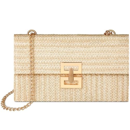Loiyadn Straw Purse - Clutch Purses for Women Summer, Woven Beach Bags for Women Crossbody Shoulder Handbag - Image 1