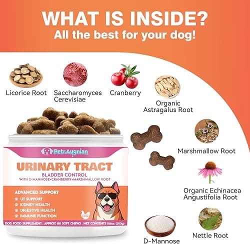 Dog Urinary Tract Supplement & Natural UTI Medicine Cranberry & D-Mannose -Kidney+Bladder Support - Best Prevention Incontinence & Bladder Stones-Cranberry Supplement - 150 Chews - Thumbnail 4