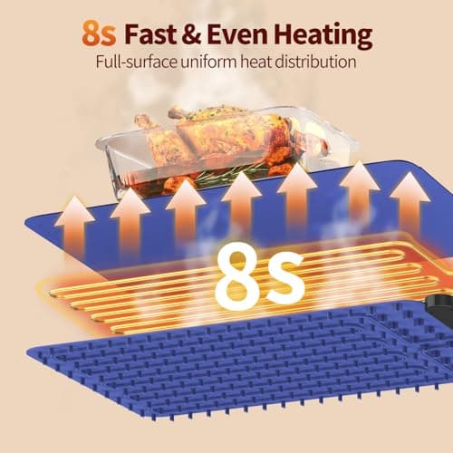 Warming Mat for Food, Silicone Electric Warming Tray with 4 Adjustable Temps & Timer, Food Warming Mat for Countertop, Foldable Portable Food Warmer Mat for Buffets, Parties, Kitchen, Family - Thumbnail 2