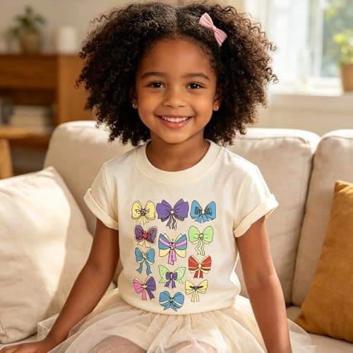 AMWIPE Magical Shirt for Girls Cute Ribbons Bows Shirts Toddler Girls Festival T-Shirts Birthday Tee Tops Holiday Outfits - Thumbnail 4