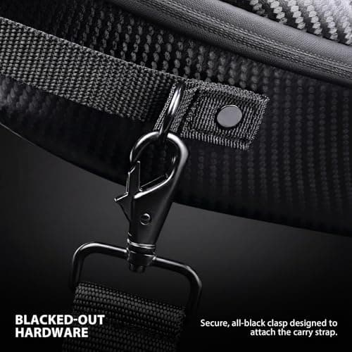 NJF Golf Hat Carrier Bag Black, Hard Shell Faux Carbon Fiber Golf Hats Storage Box, Travel Cap Carrier Case Hat Organizer Bag Holds Up to 10 Hats, Durable Cap Holder with Adjustable Strap for Golfing - Thumbnail 4