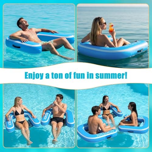 ACWYENN Inflatable Hangout Chair, Floating Pool Chair, Lounge Chair, Lake Floats (1 Pack-Sky Blue) - Thumbnail 3