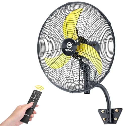 FUGOO 20" Brushless DC Industrial Outdoor Oscillating Wall Mount Fan, Whisper-Quiet 4000 CFM, IP53 Waterproof, 50% Energy Savings, Remote Control for Garage Warehouse Patio - Image 1